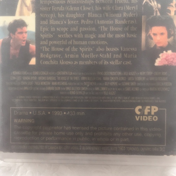 3/$25 1993 VHS#11652 Video tape. THE HOUSE IF SPIRITS. Meryl Streep Winona Ryder - Picture 4 of 6